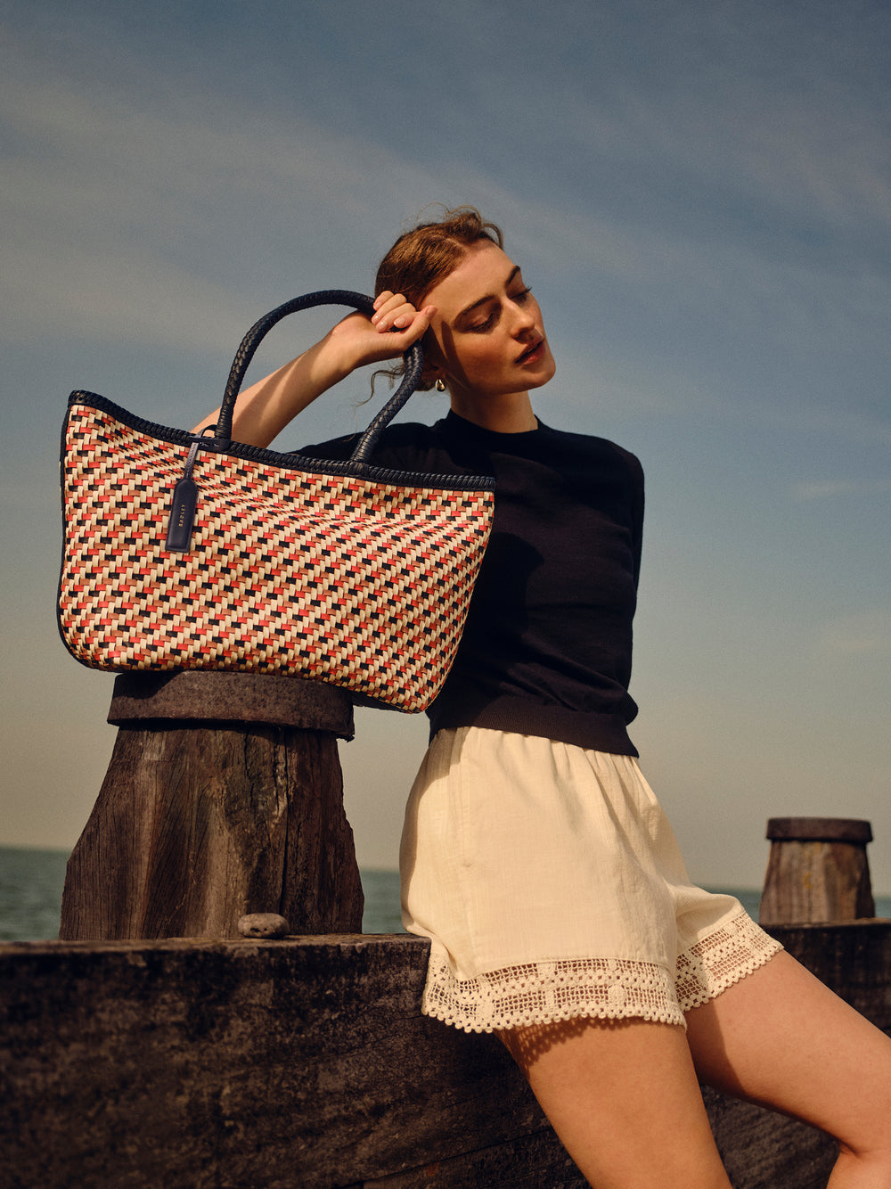 The Sunningdale Medium Open Top Tote Naval - 113833