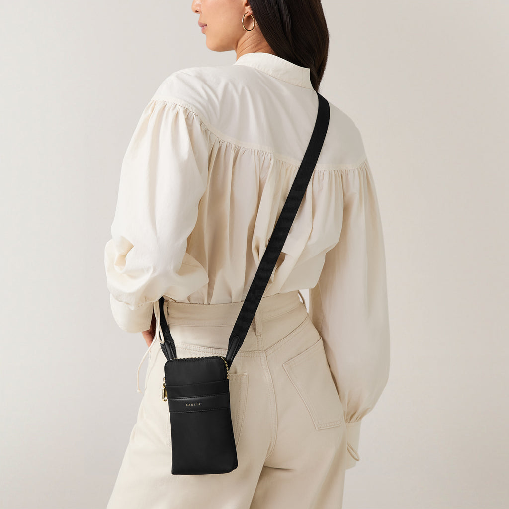 Holland Park Fabric Medium Zip Around Phone Crossbody Bag in Black - H2059001