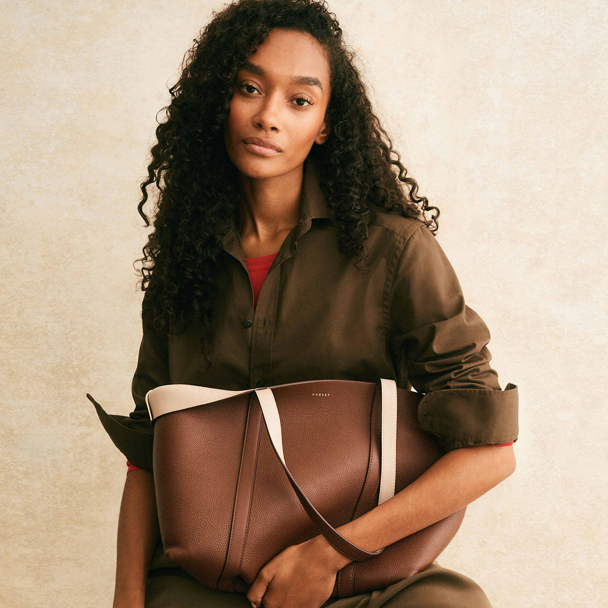 british railways オーバーオール レザー イギリス Chocolate Large Open Top Tote | Hanbury Row AW25 | Radley London