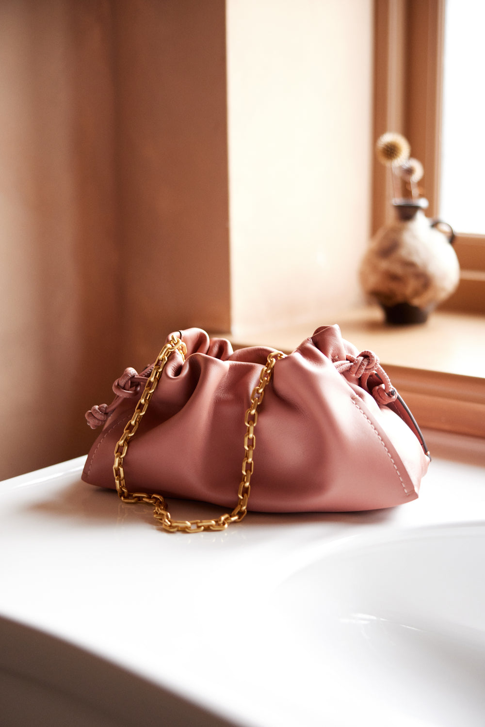 The Roxburgh Small Chain Clutch Carnation - 113468