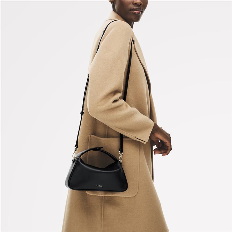 De Beauvoir Leather Small Ziptop Satchel Bag in Black - 112302