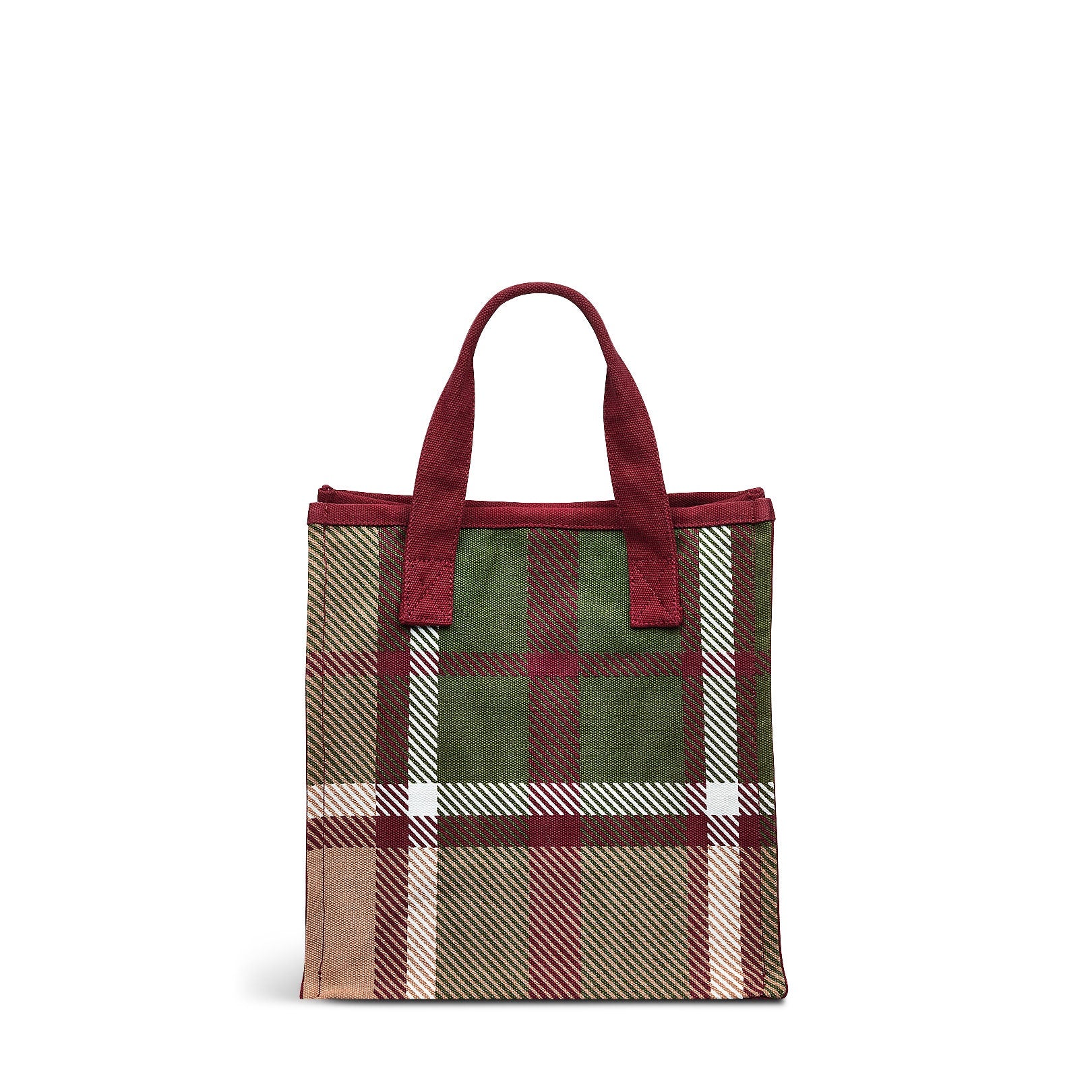 Autumn Check Small Open Top Satchel in Cranberry - C2553604