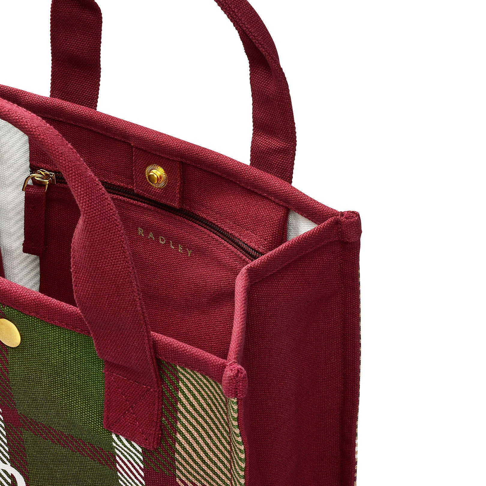 Autumn Check Small Open Top Satchel in Cranberry - C2553604