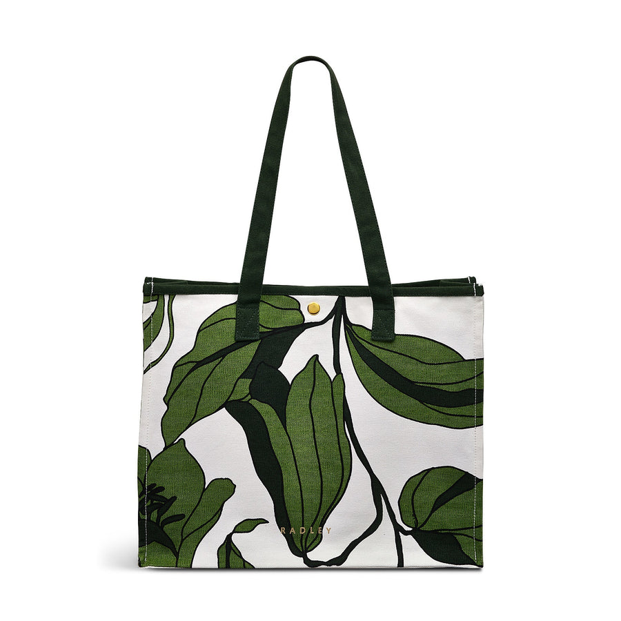 Bonsai Floral Fabric Large Open Top Tote in Natural - C2554287