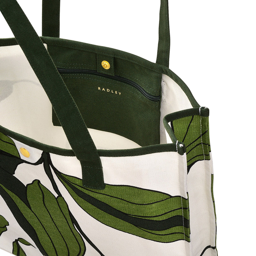 Bonsai Floral Fabric Large Open Top Tote in Natural - C2554287