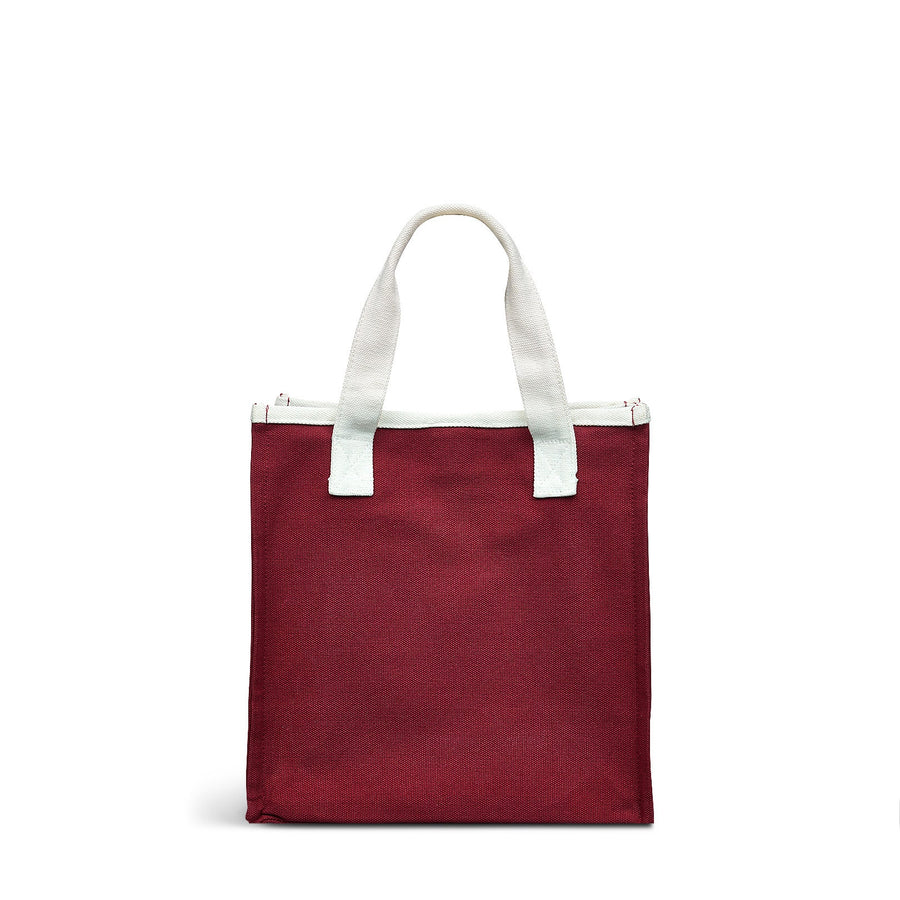 Abstract Rose Small Open Top Satchel in Cranberry - C2556604