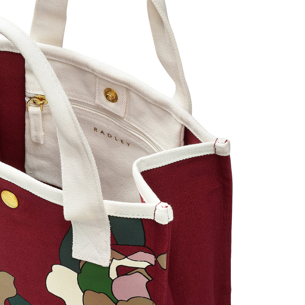 Abstract Rose Small Open Top Satchel in Cranberry - C2556604