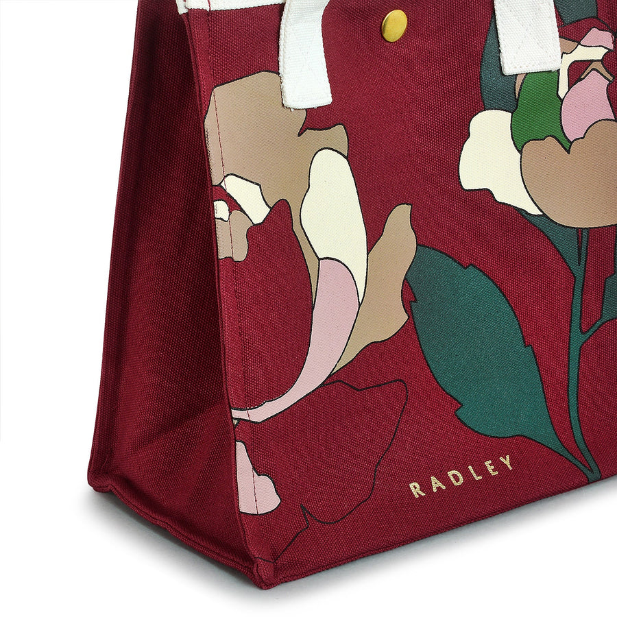 Abstract Rose Small Open Top Satchel in Cranberry - C2556604