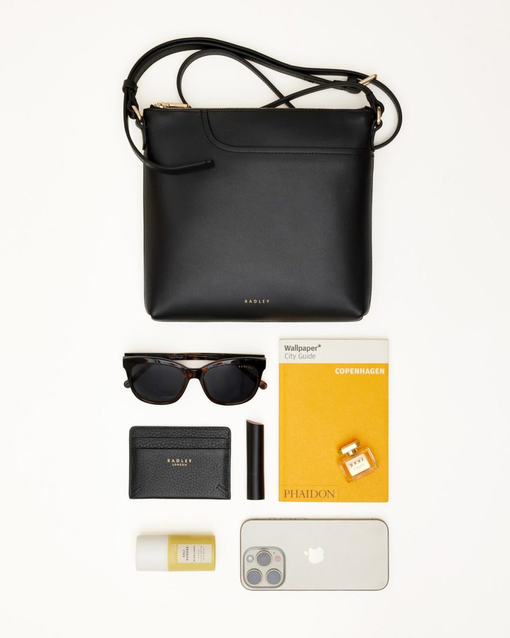 Pockets Leather Small Ziptop ns Cross Body Bag in Black - 112146