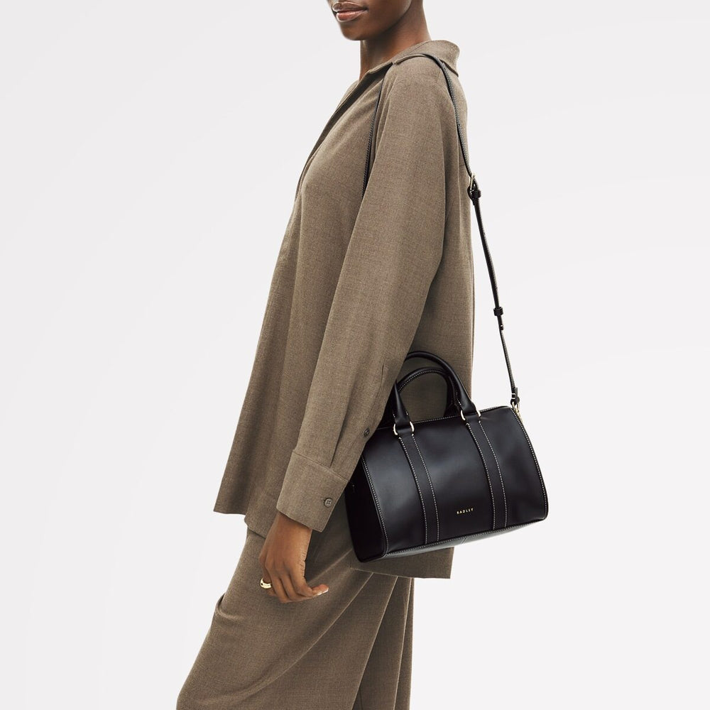 Noble Alley Medium Ziptop Satchel Black - 113006