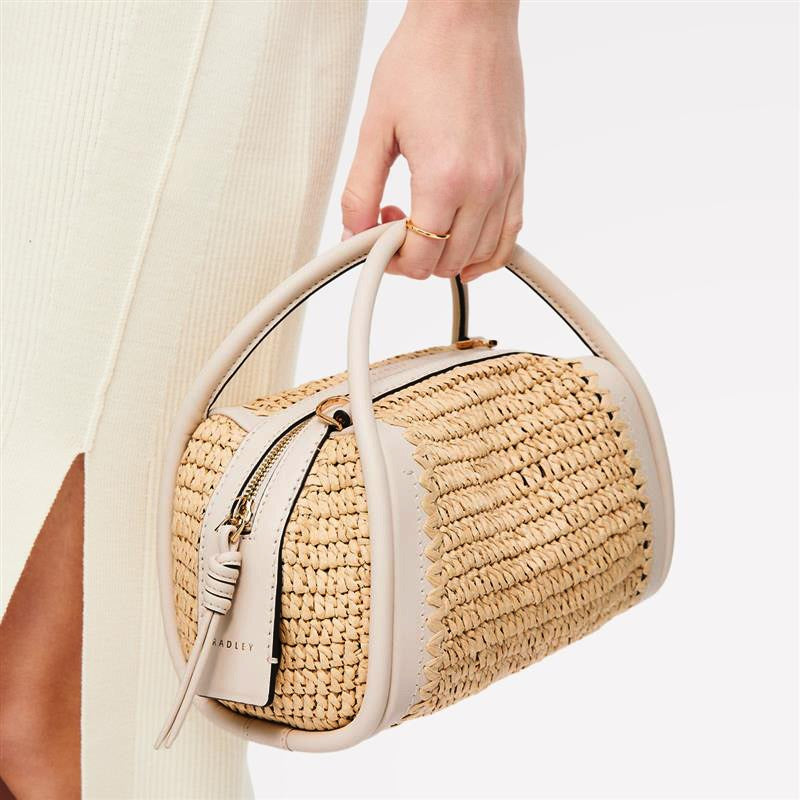 The Golborne - Raffia Small Ziptop Satchel Natural - 113476