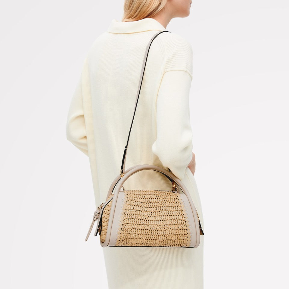 The Golborne - Raffia Small Ziptop Satchel Natural - 113476