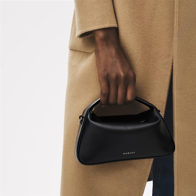 De Beauvoir Leather Small Ziptop Satchel Bag in Black - 112302