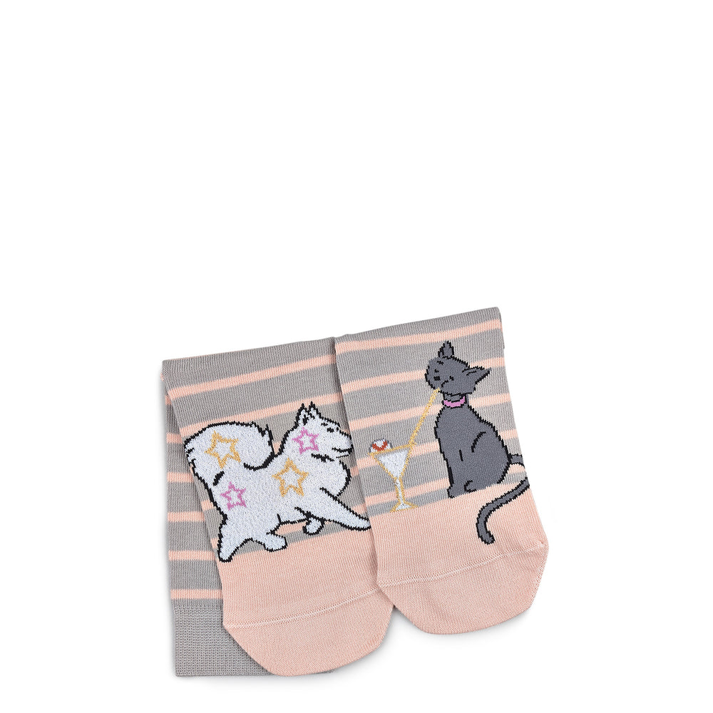 Festive Dogs Fabric 1 Pk Dog Socks in Ash - G2501360