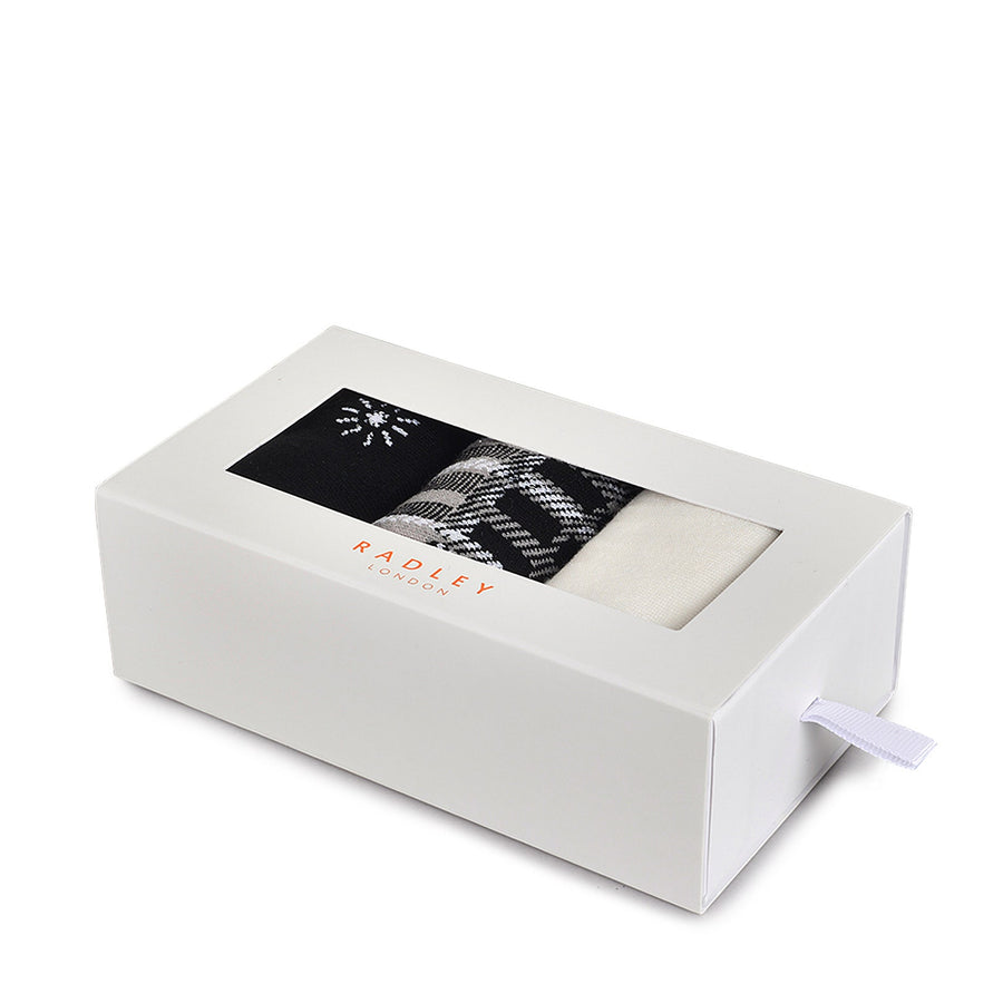 Radley Check Fabric Sock Set in Ash - G250636