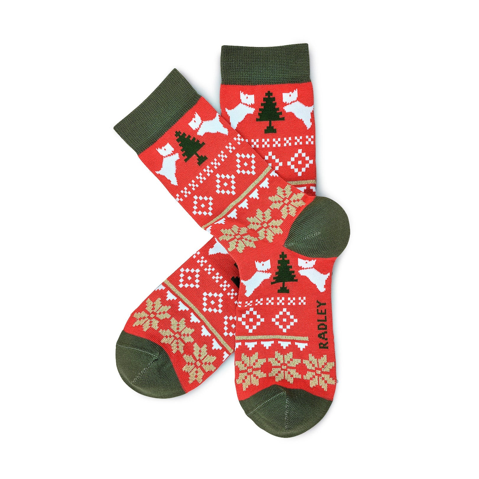 Festive Fairisle Fabric Sock Set in Lava - G2508625