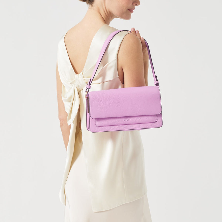 Leather Lane Leather Medium Flapover Shoulder Bag in Sugar Pink - H1234679