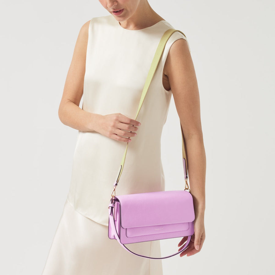Leather Lane Leather Medium Flapover Shoulder Bag in Sugar Pink - H1234679