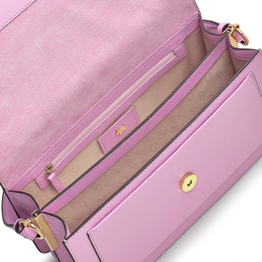 Leather Lane Leather Medium Flapover Shoulder Bag in Sugar Pink - H1234679