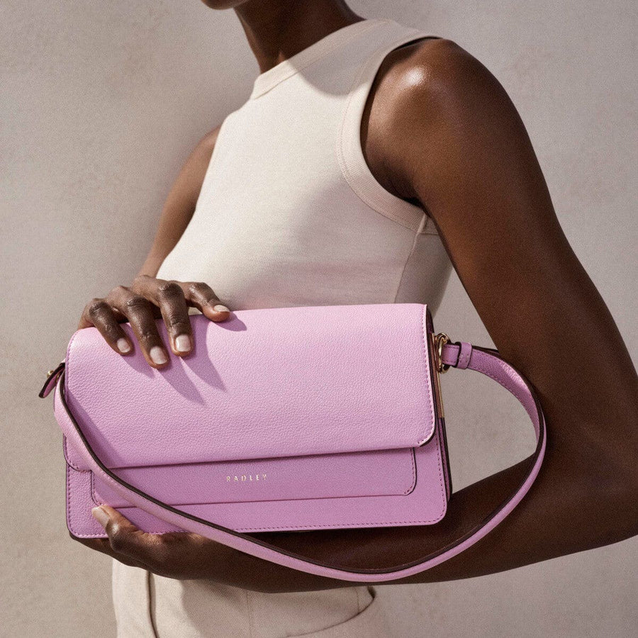 Leather Lane Leather Medium Flapover Shoulder Bag in Sugar Pink - H1234679