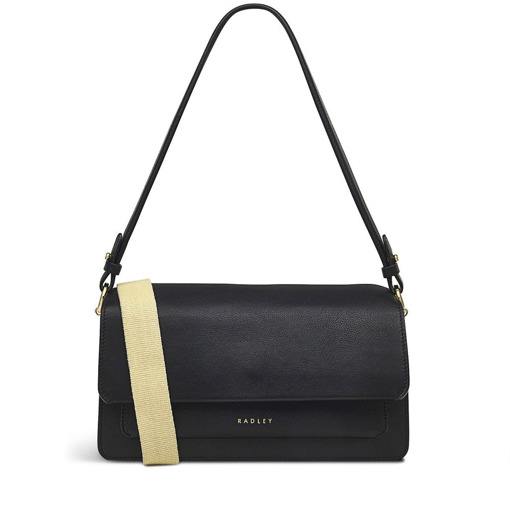Leather Lane Leather Medium Flapover Shoulder Bag in Black - H1235001