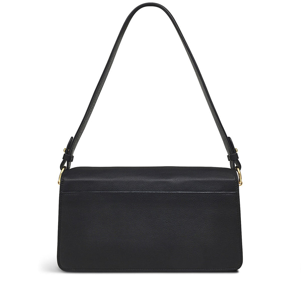 Leather Lane Leather Medium Flapover Shoulder Bag in Black - H1235001
