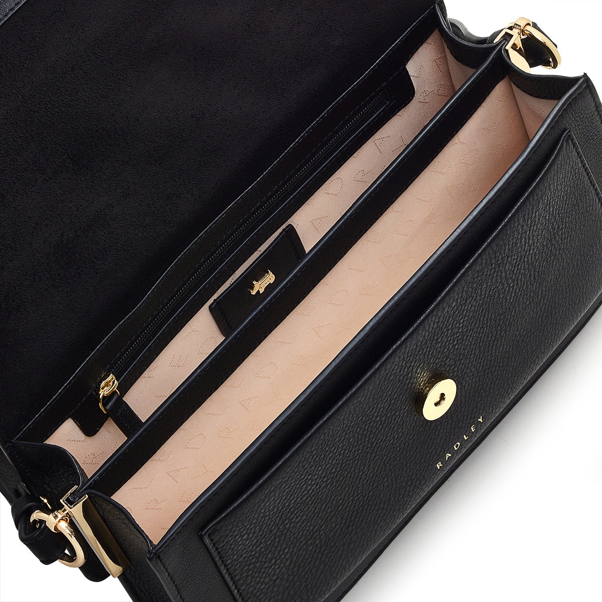 Leather Lane Leather Medium Flapover Shoulder Bag in Black - H1235001