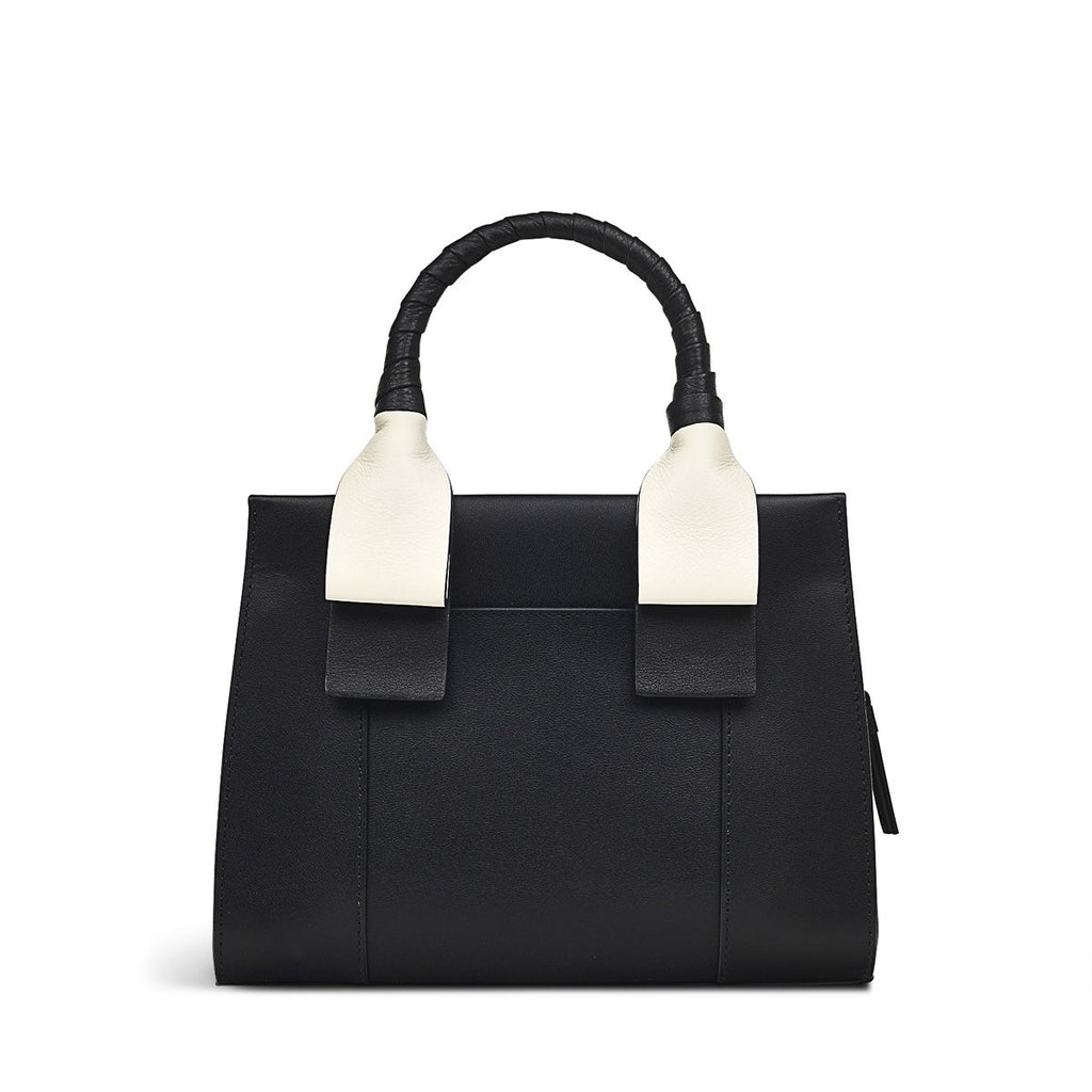 Finch Lane Leather Small Ziptop Satchel Bag in Black - H1236109