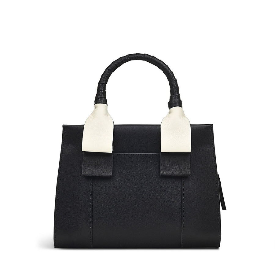 Finch Lane Leather Small Ziptop Satchel Bag in Black - H1236109