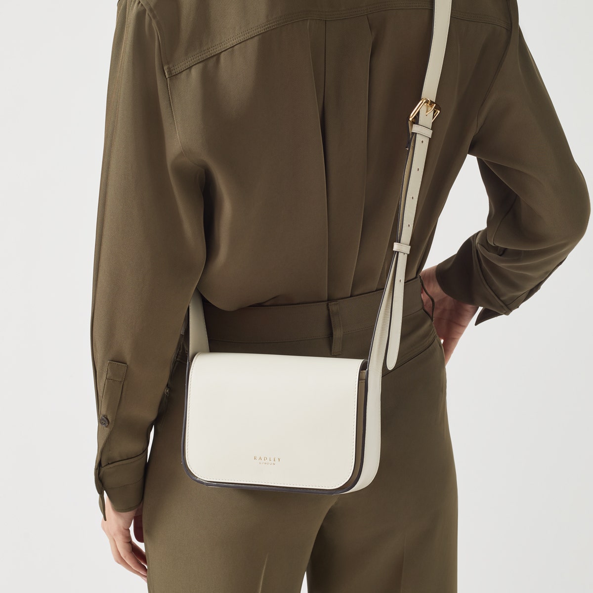 Westwell Lane Leather Small Flapover Crossbody Bag in Chalk - H1238109