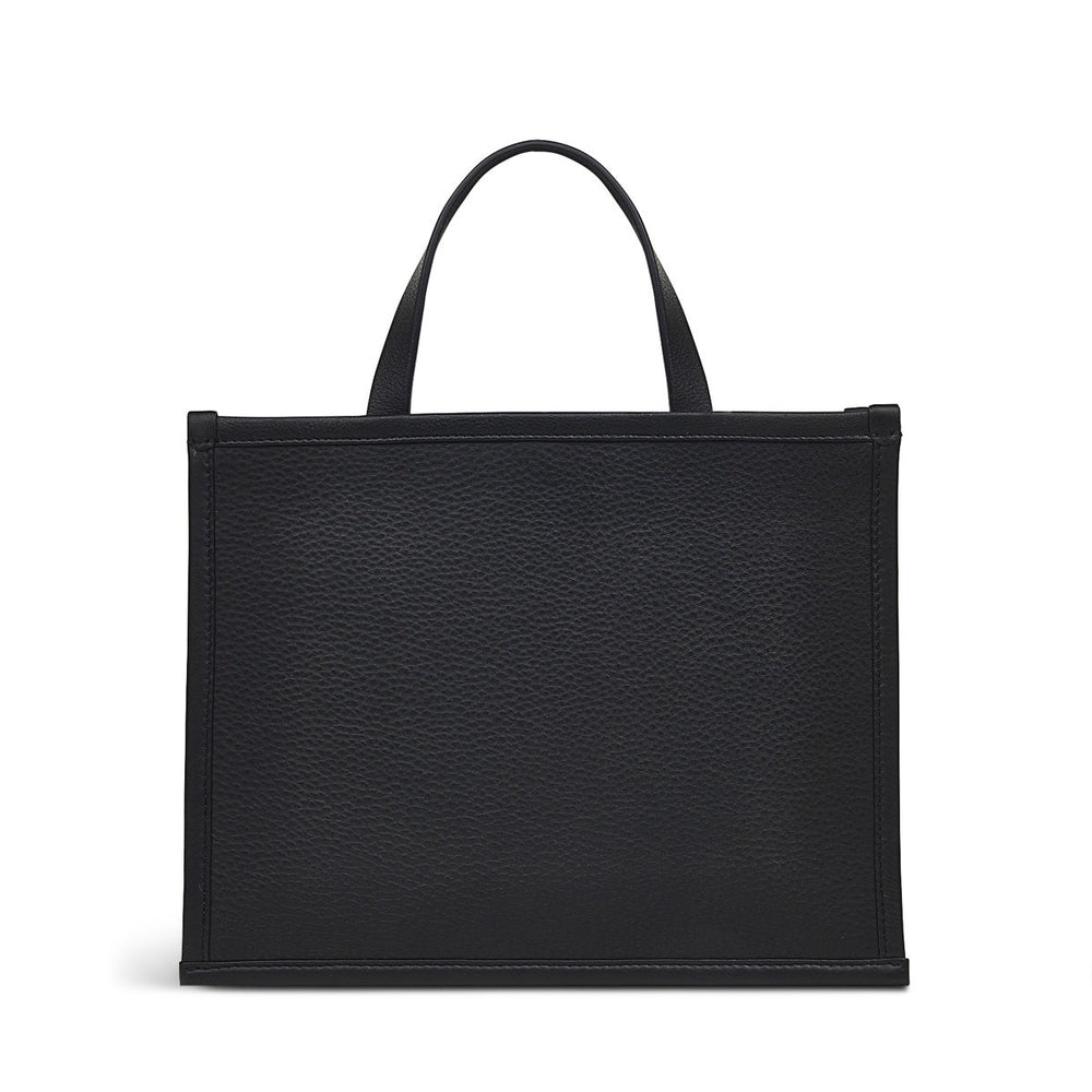 Audley Drive Leather Small Open Top Grab Bag in Black - H1245001