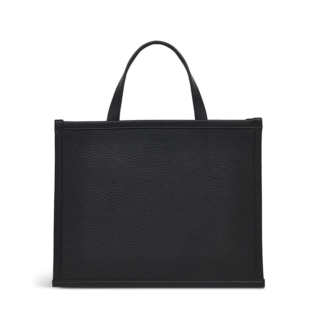 Audley Drive Leather Small Open Top Grab Bag in Black - H1245001