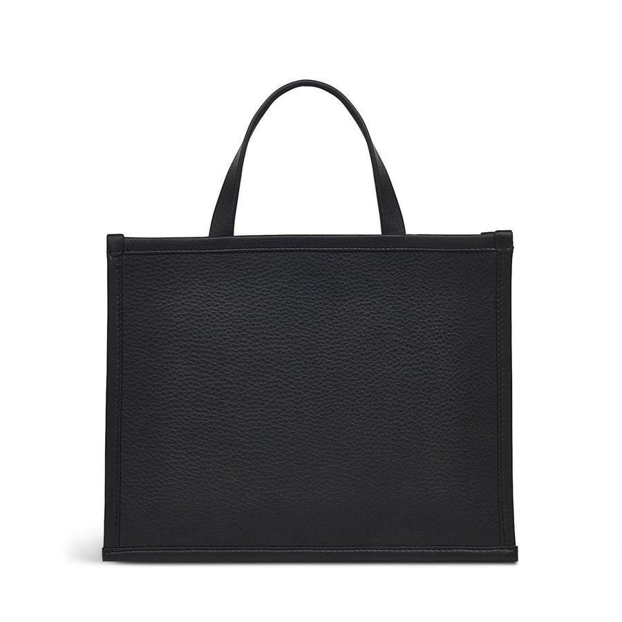Audley Drive Leather Small Open Top Grab Bag in Black - H1245001