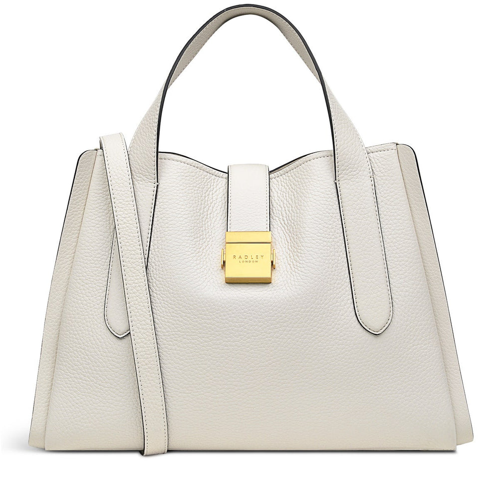 Sloane Street Leather Medium Ziptop Satchel Bag in Chalk - H1251109