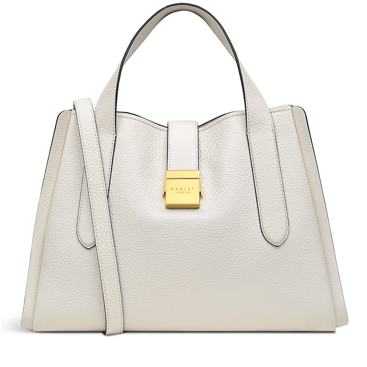 Sloane Street Leather Medium Ziptop Satchel Bag in Chalk - H1251109