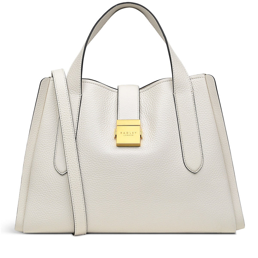 Sloane Street Leather Medium Ziptop Satchel Bag in Chalk - H1251109