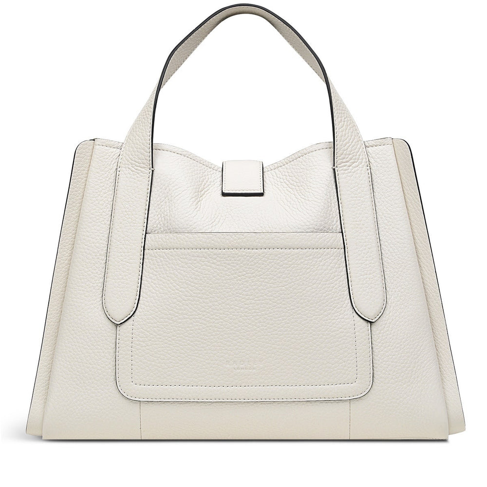 Sloane Street Leather Medium Ziptop Satchel Bag in Chalk - H1251109