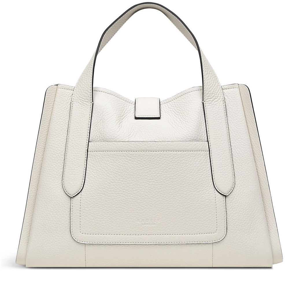 Sloane Street Leather Medium Ziptop Satchel Bag in Chalk - H1251109