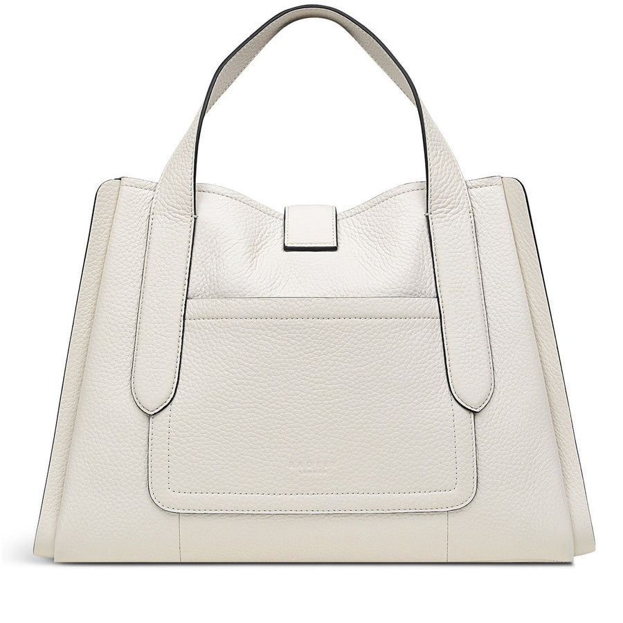 Sloane Street Leather Medium Ziptop Satchel Bag in Chalk - H1251109