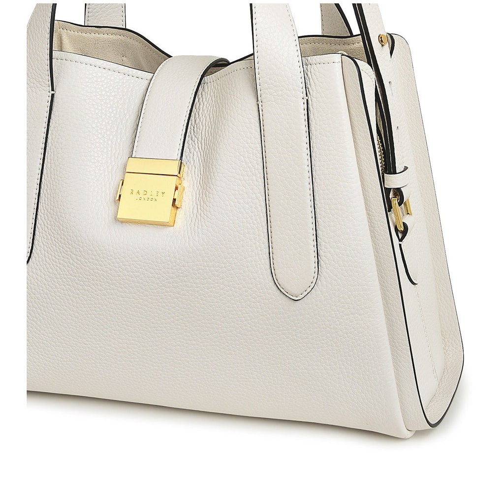 Sloane Street Leather Medium Ziptop Satchel Bag in Chalk - H1251109