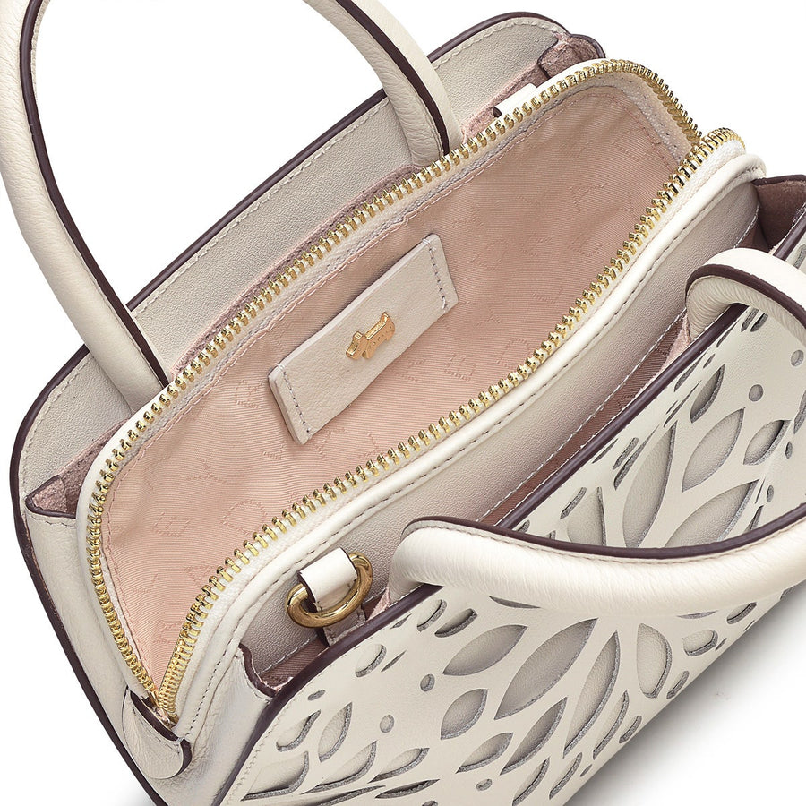 Liverpool Street 2.0 Leather Small Ziptop Satchel Bag in Chalk - H1255109