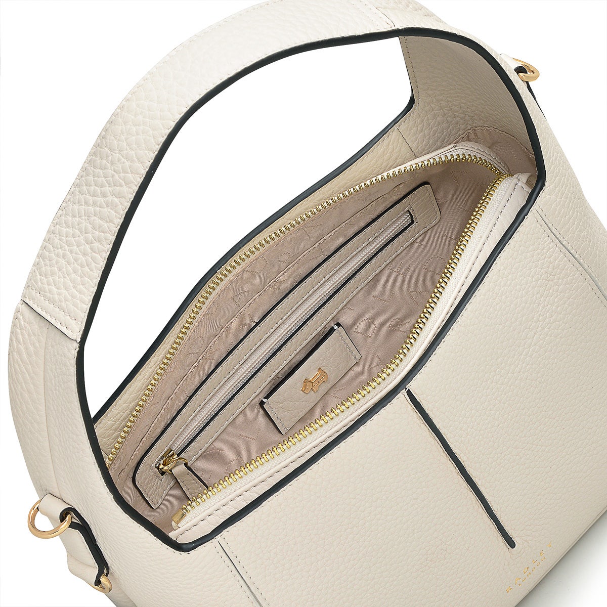 Hillgate Place Leather Medium Ziptop Grab Bag in Chalk - H1256109