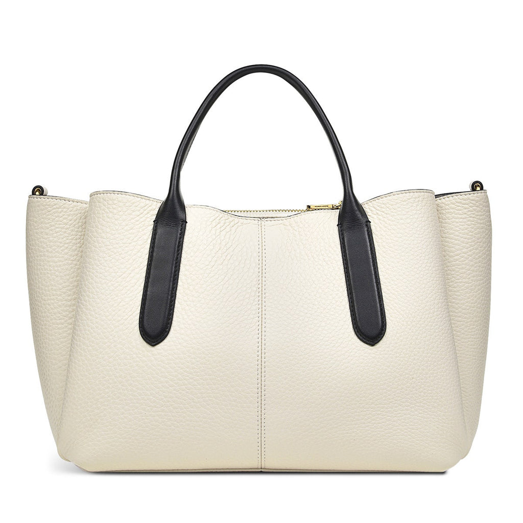 Hillgate Place Leather Medium Satchel Multiway Bag in Chalk - H1258109