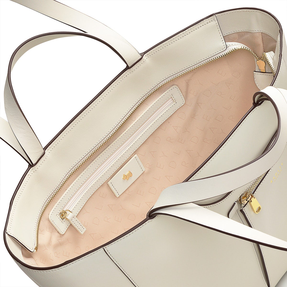 Pockets Leather Large Ziptop Tote Bag in Chalk - H1259109