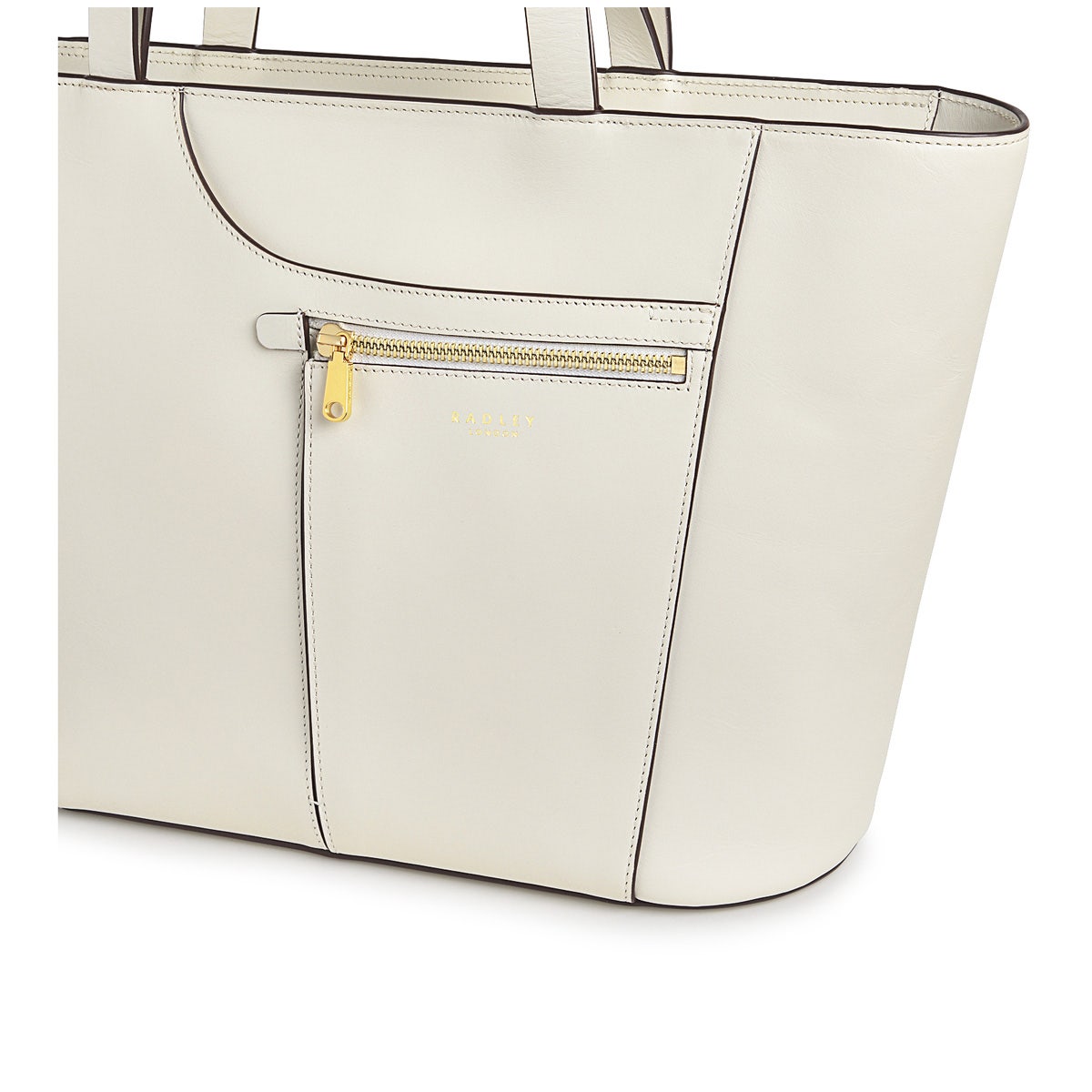 Pockets Leather Large Ziptop Tote Bag in Chalk - H1259109