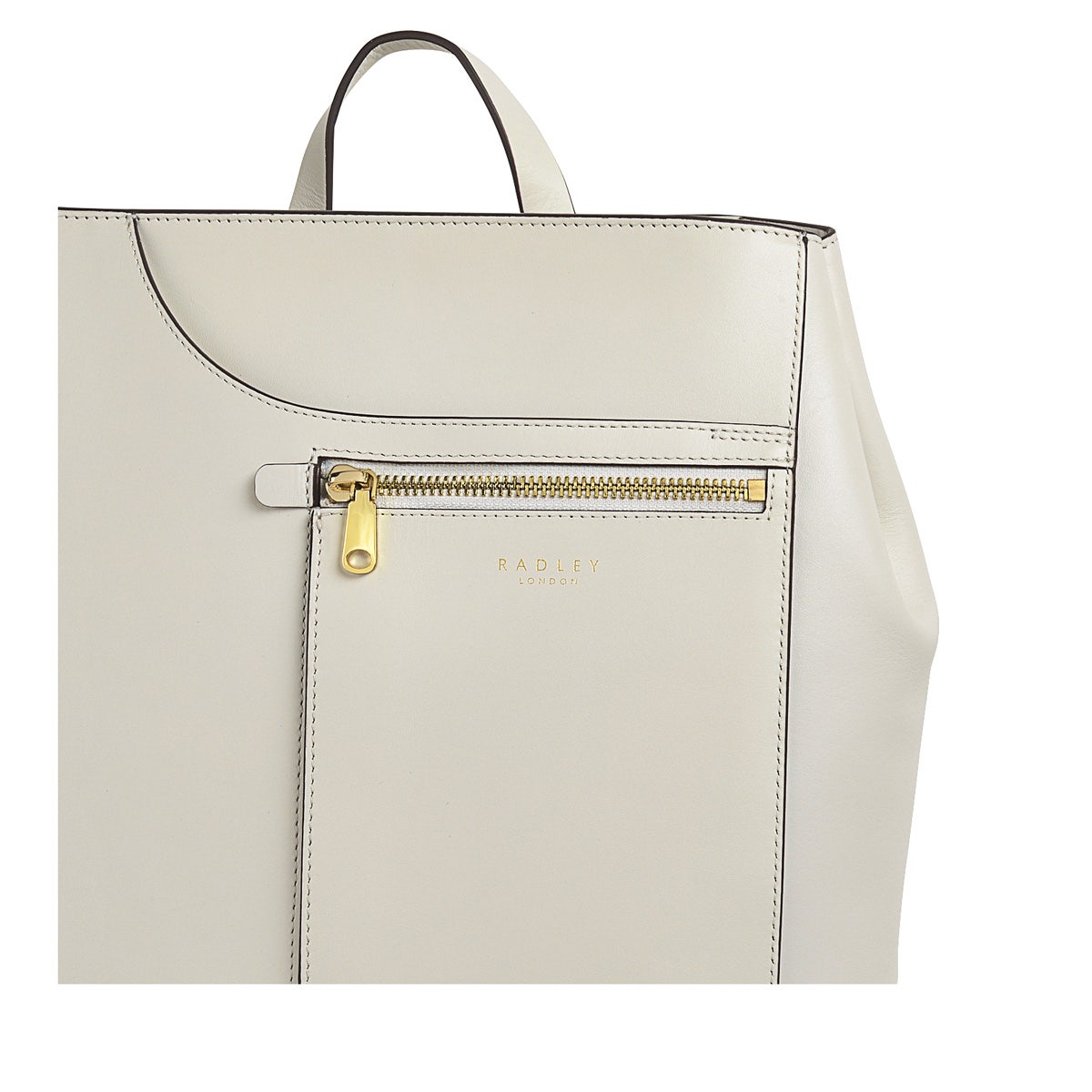 Pockets Leather Medium Ziptop Backpack in Chalk - H1260109