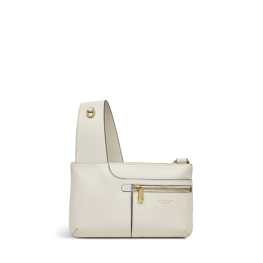 Pockets Leather Mini Ziptop Crossbody Bag in Chalk - H1261109