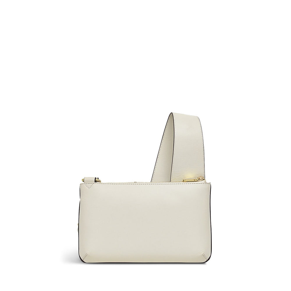 Pockets Leather Mini Ziptop Crossbody Bag in Chalk - H1261109