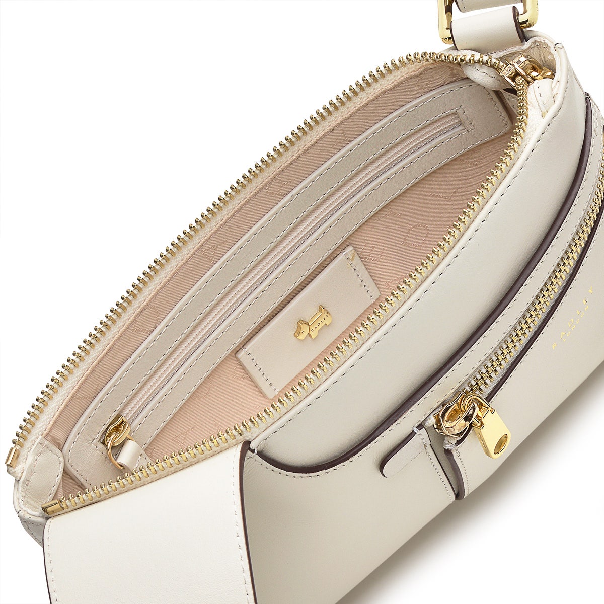 Pockets Leather Mini Ziptop Crossbody Bag in Chalk - H1261109