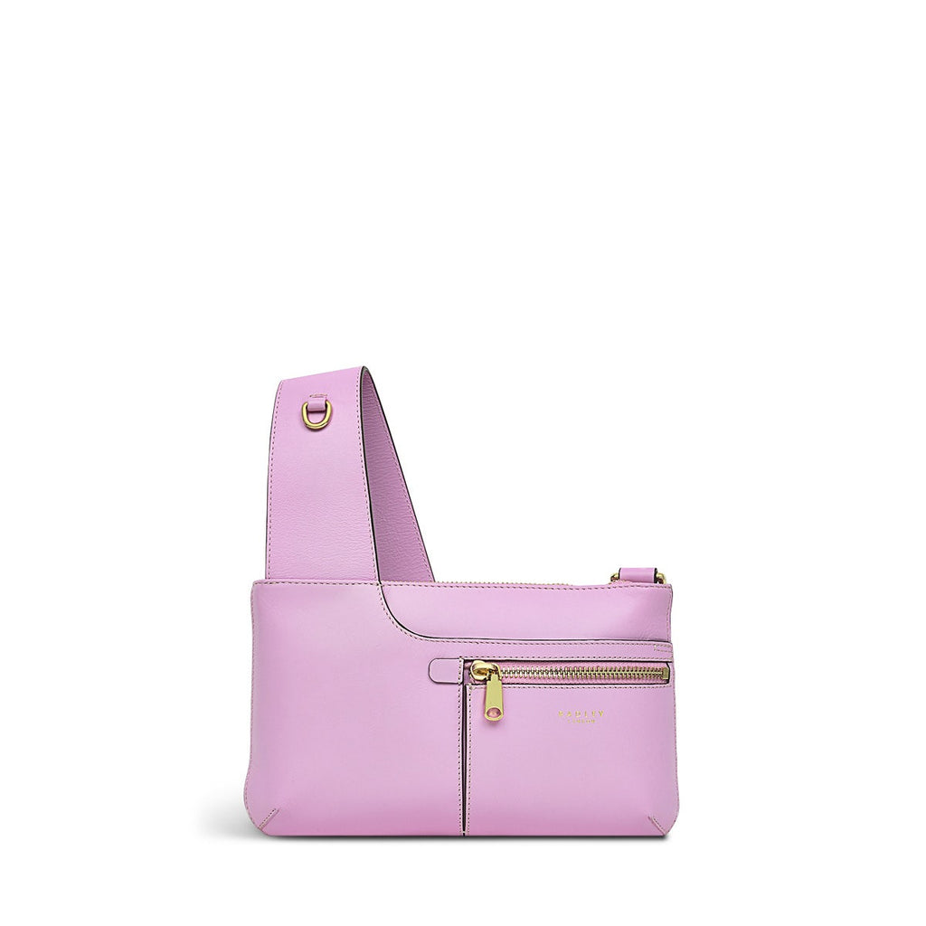 Pockets Leather Mini Ziptop Crossbody Bag in Sugar Pink - H1262679
